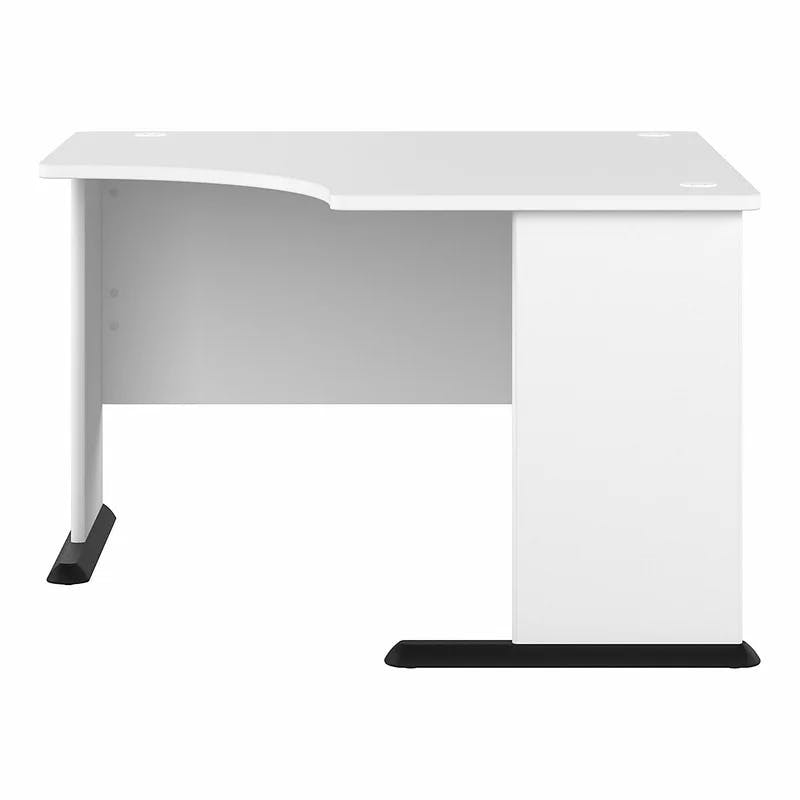 White Wood Corner Computer Desk with Drawer and Cable Management