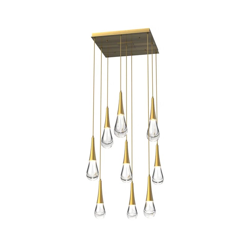 Elysian Gilded Brass 9-Light LED Island Pendant with Artisan Blown Glass