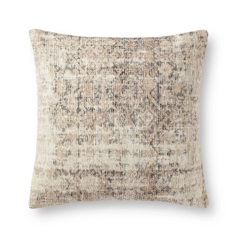 Bohemian Gray Abstract Square Throw Pillow Set, 22" x 22"