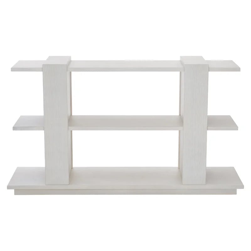 Transitional White Solid Wood Rectangular Console Table with Storage