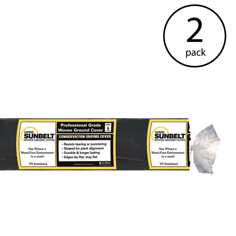 DeWitt Sunbelt 4'x300' Durable Polypropylene Weed Barrier Ground Cover, 2-Pack