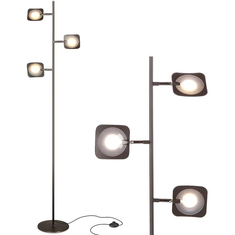 Bronze Touch-Sensitive 60" LED Floor Lamp with 3 Adjustable Heads