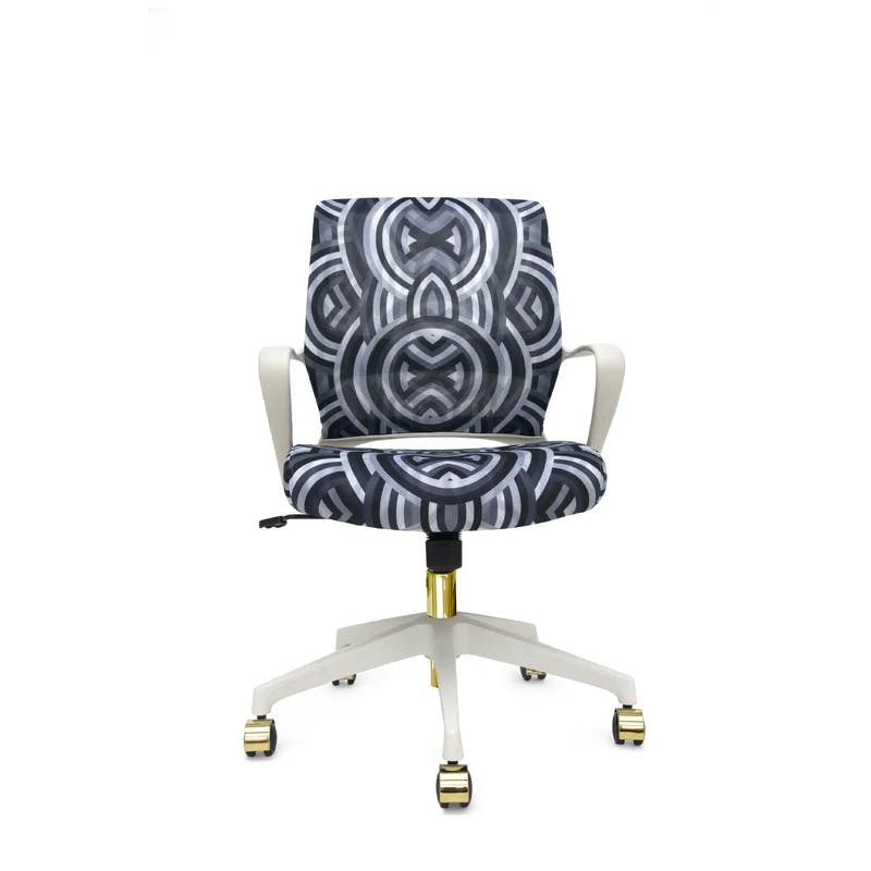 Echo Gold & White Grayscale 360° Swivel Task Chair with Waterfall Edge