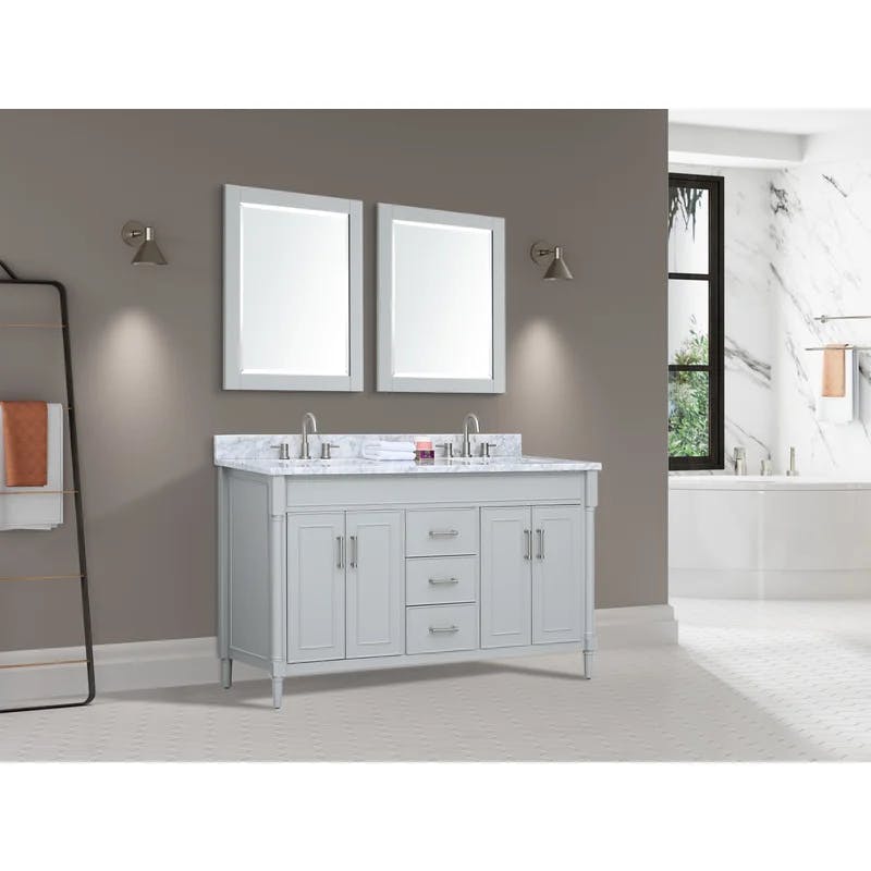 Bristol Light Gray 61'' Double Freestanding Bathroom Vanity