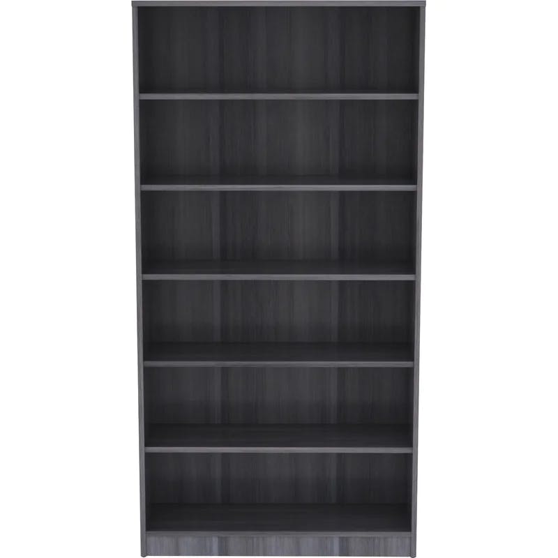 Weathered Charcoal Adjustable 6-Shelf Laminate Bookcase