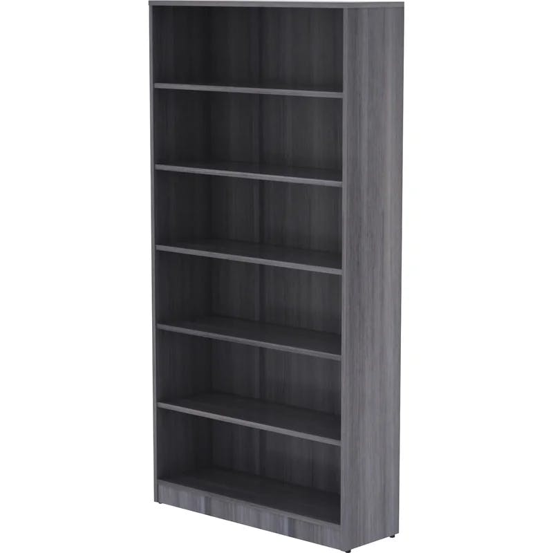Weathered Charcoal Adjustable 6-Shelf Laminate Bookcase