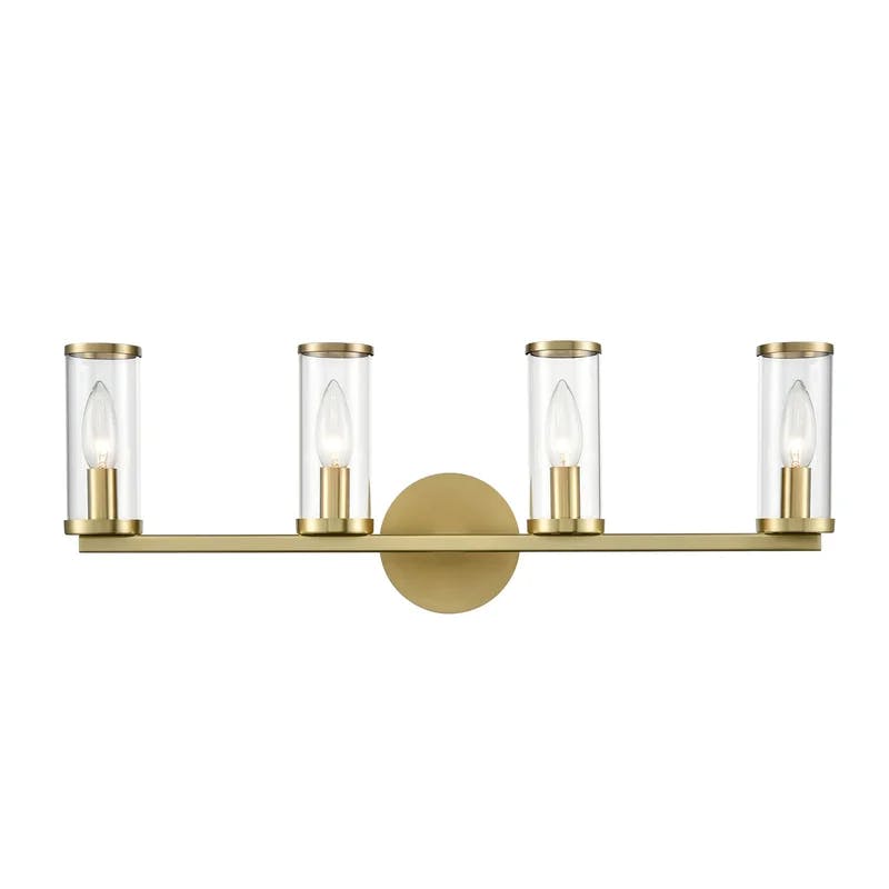 Alora Revolve 4-Light Natural Brass Vanity Light with Clear Glass