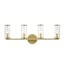 Alora Revolve 4-Light Natural Brass Vanity Light with Clear Glass