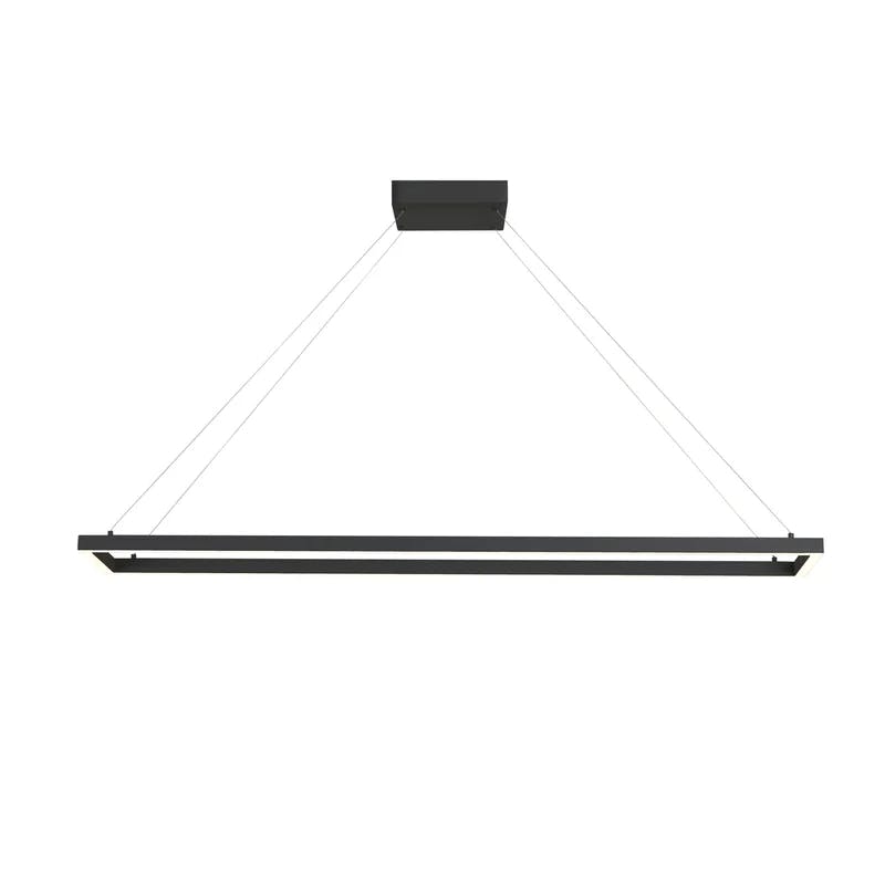 Sleek Black Aluminum LED Rectangular Pendant Light, 47.25 in