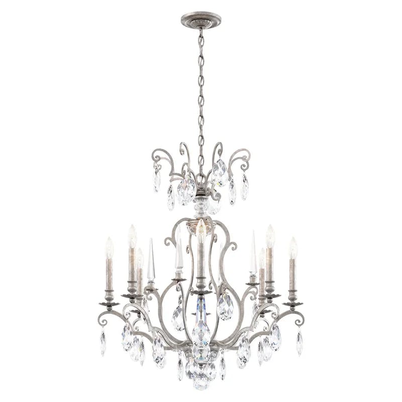Antique Silver 8-Light Traditional Crystal Chandelier