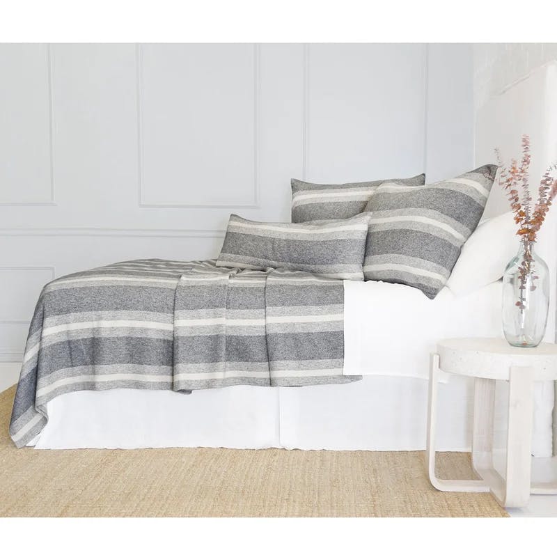 Alpine Queen Grey & Ivory Striped Cotton Blanket