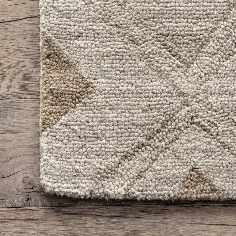Hand-Tufted Trellis Wool Beige 4' x 6' Area Rug