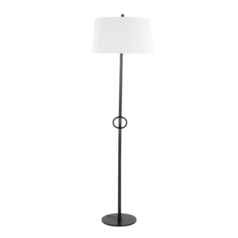 Shadow 67'' Black Steel Floor Lamp with White Linen Shade