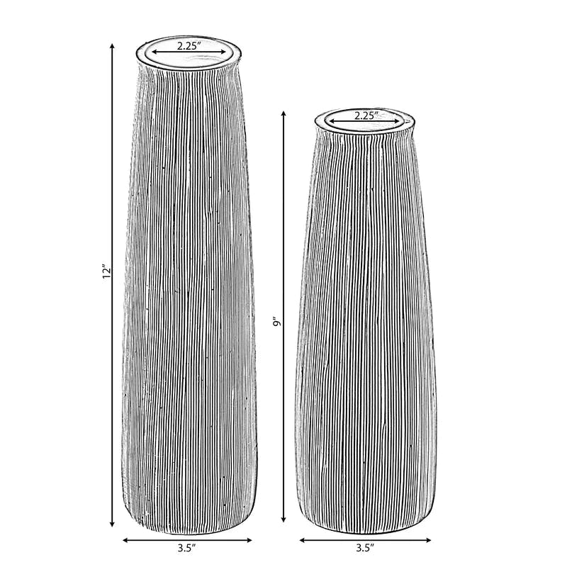 Modern Striped Polyresin Table Vase Set in Black and White