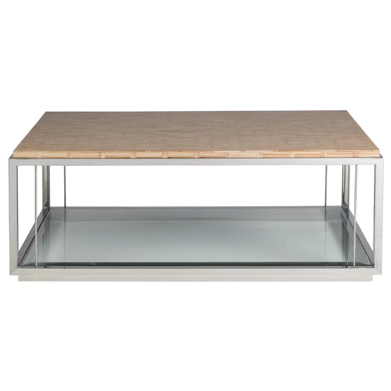 Contemporary Thatch Rectangular Cocktail Table in Gray/Brown