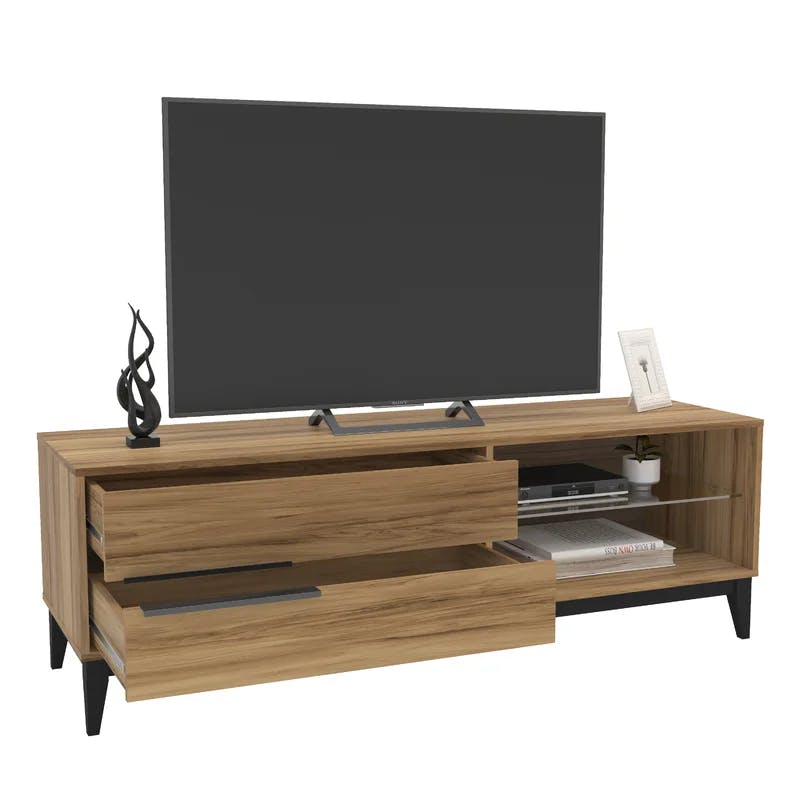 Melrose Modern Walnut TV Stand with Storage for up to 65" TVs