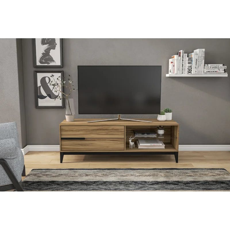 Melrose Modern Walnut TV Stand with Storage for up to 65" TVs