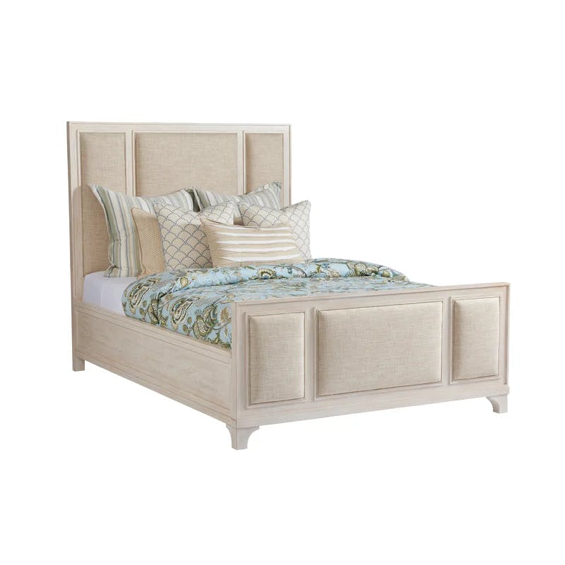Sailcloth Cream California King Upholstered Bed with Wooden Frame