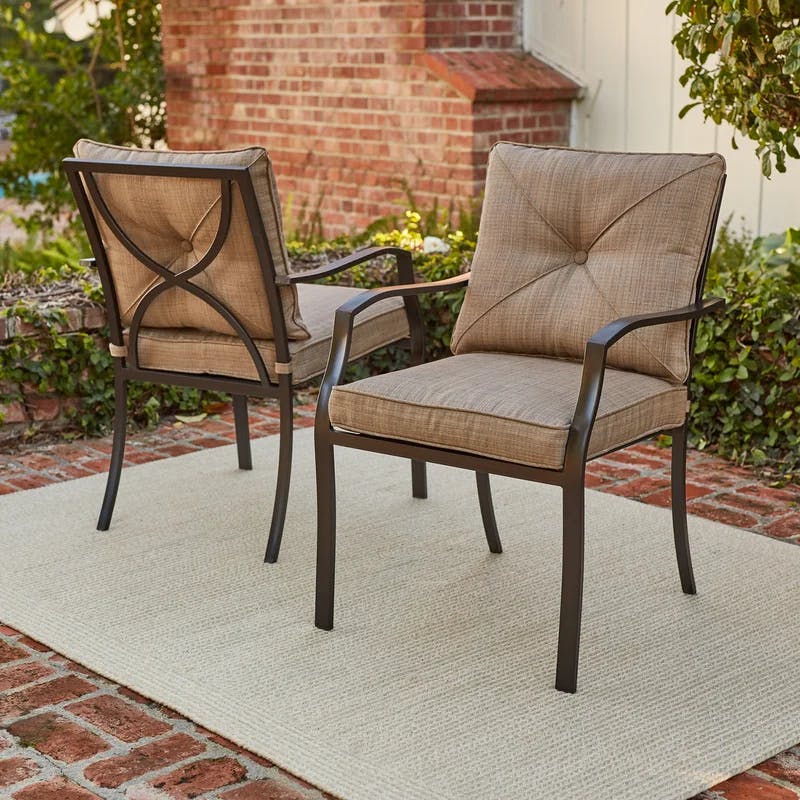 Copper Bronze 4-Person Square Outdoor Dining Set with Cushions