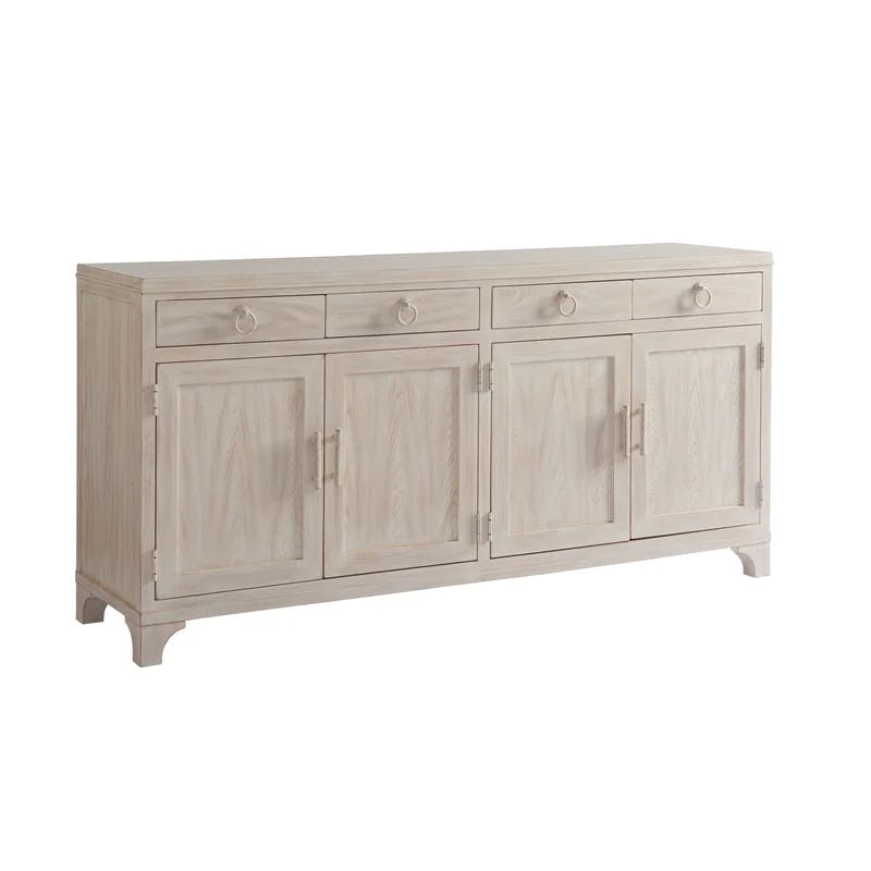 Sailcloth Cream Transitional 78'' Sideboard with 4 Drawers