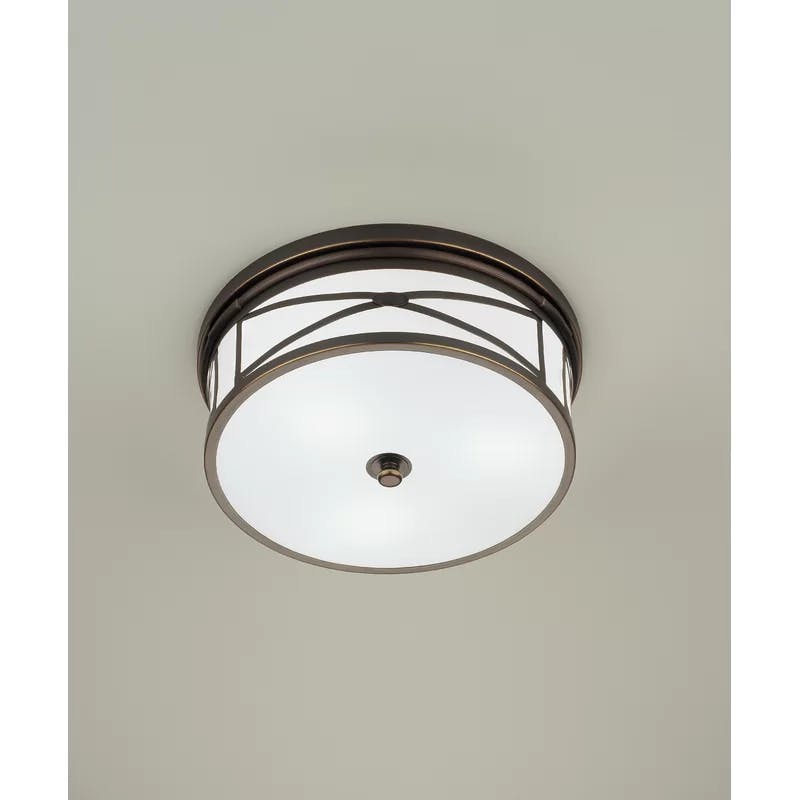 Chase Polished Nickel 15" Indoor/Outdoor Glass Drum Flush Mount