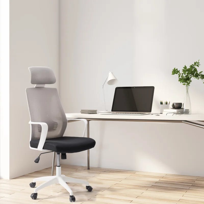 ErgoComfort 24" Swivel Mesh Office Chair with Lumbar Support, Gray and Black