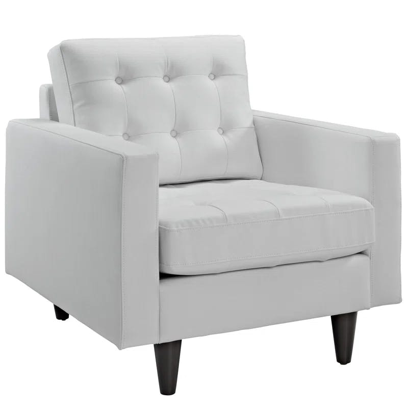 Empress Modern White Bonded Leather Sofa and Armchair Set