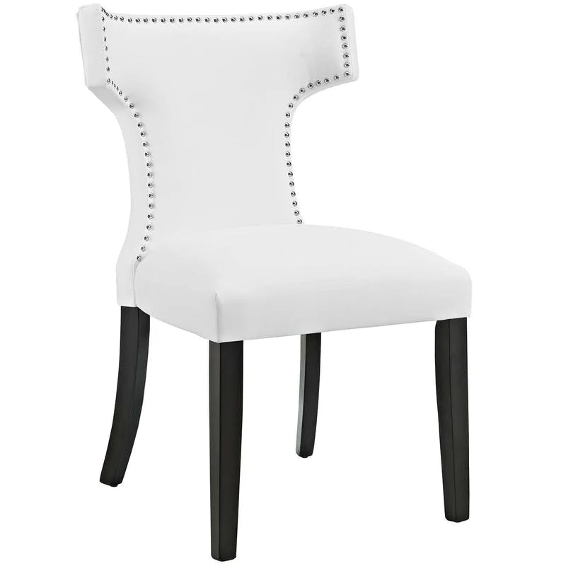 Chic Curve White Faux Leather Upholstered Parsons Side Chair