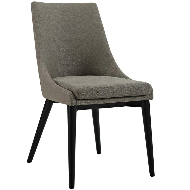 Granite Gray Upholstered Parsons Side Chair with Tapered Wood Legs