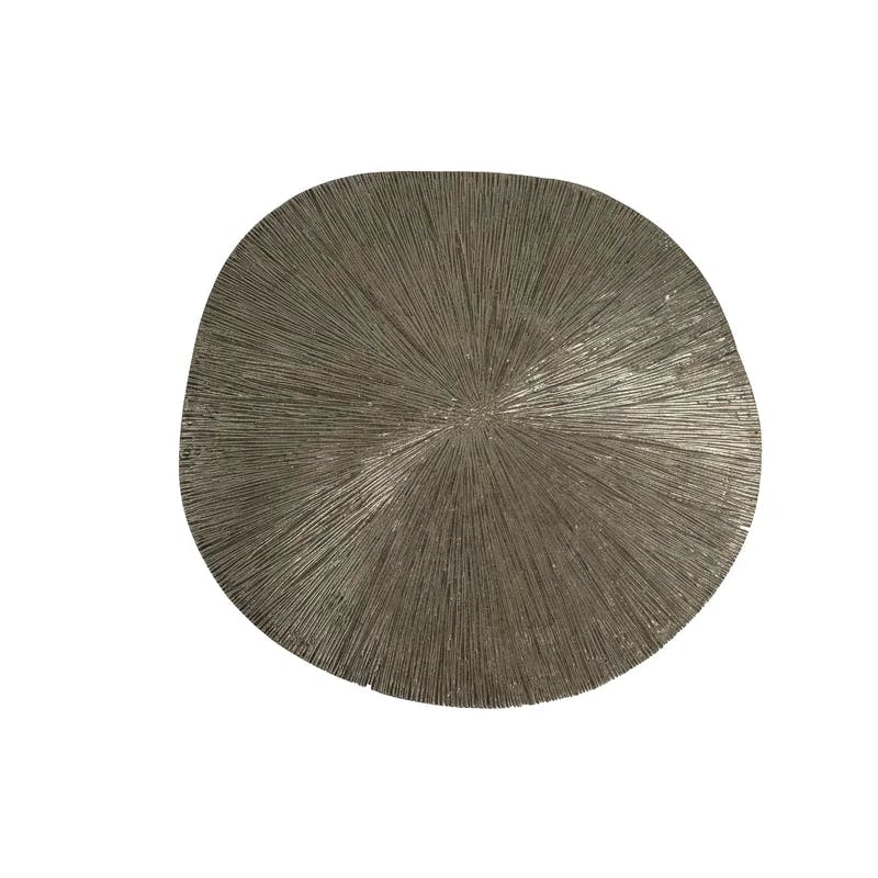 Satina Round Wood and Metal End Table with Polished Aluminum
