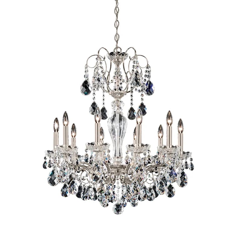 Antique Silver Heritage Crystal 10-Light Classic Chandelier
