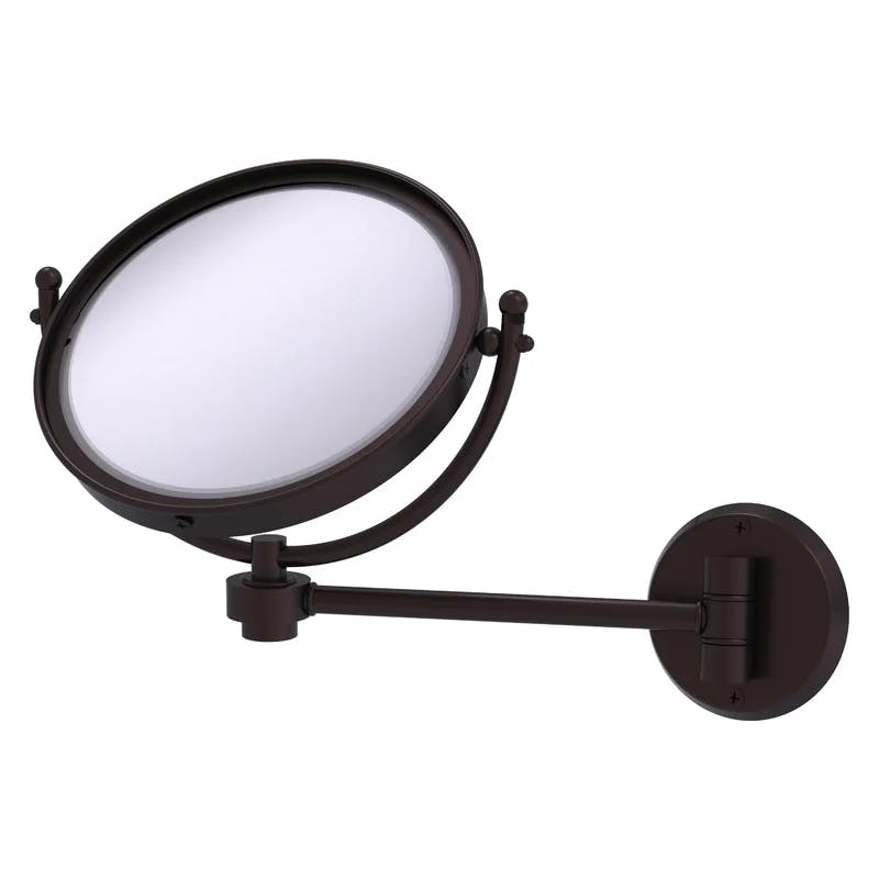 Antique Bronze 8-inch Wall Mounted Brass Makeup Mirror with 3x Magnification