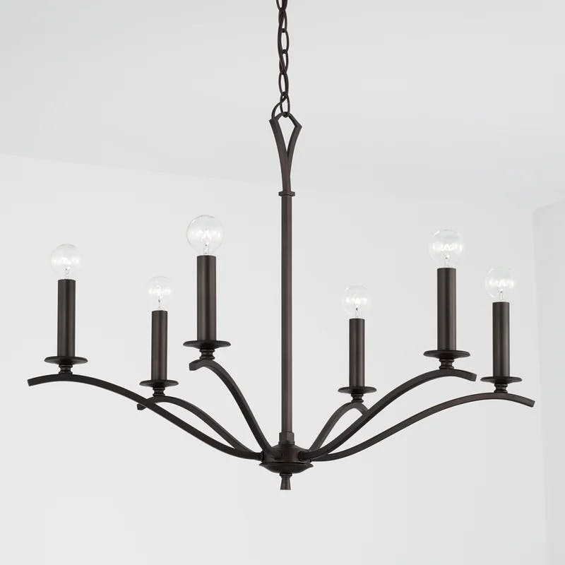 Jaymes 6-Light Old Bronze Classic Chandelier with Architectural Loops