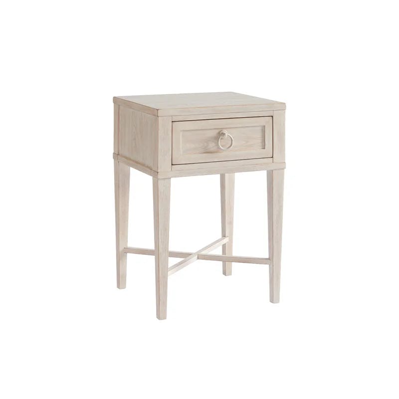 Transitional Cream Solid Wood 1-Drawer Nightstand