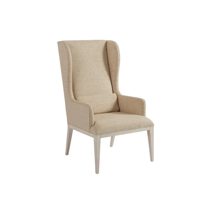 Sailcloth Cream Linen Upholstered Wood Arm Chair 28"W