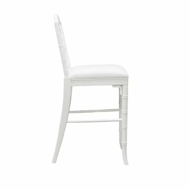 Annette 28'' White Lacquer Bamboo-Inspired Counter Stool