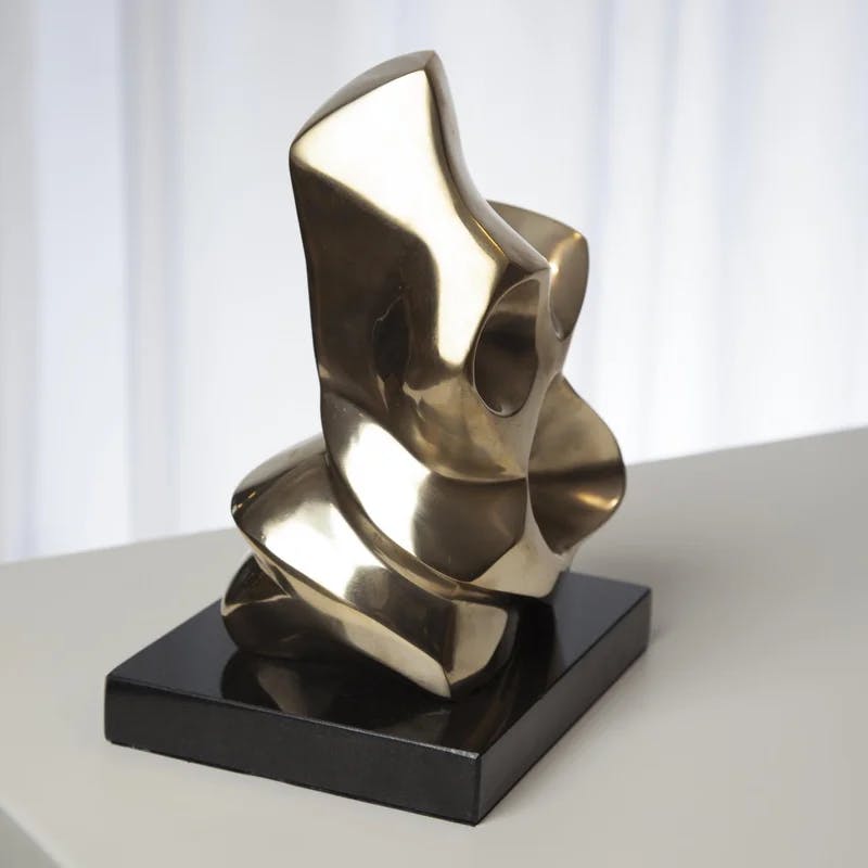 Mid-Century Abstract Brass Figural Sculpture on Marble Base