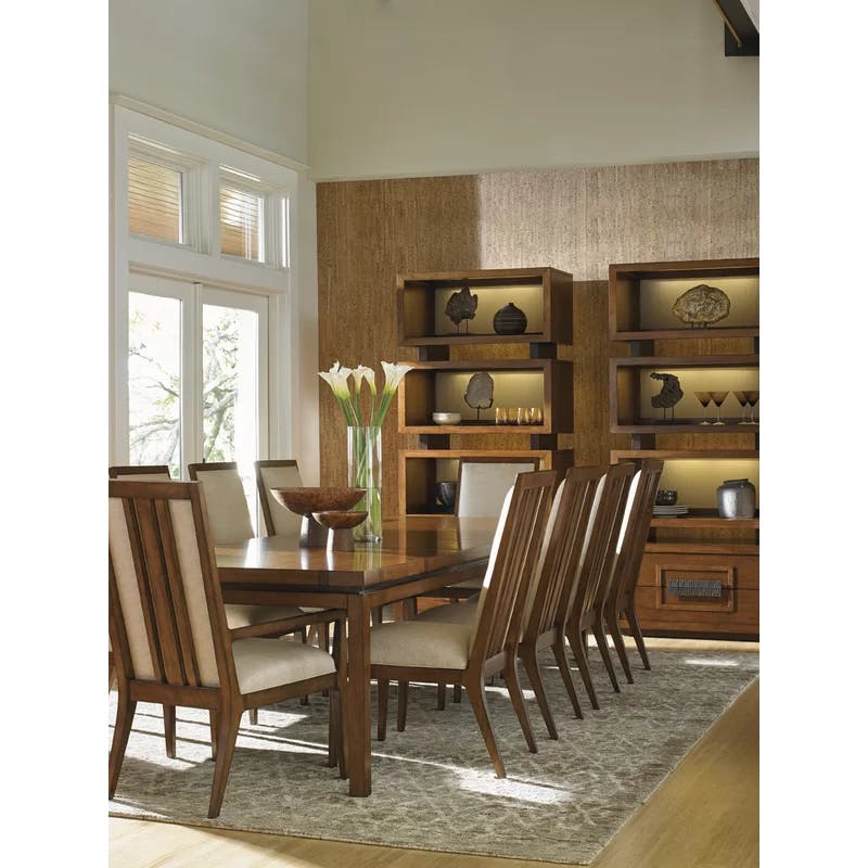 Marquesa Hickory and Walnut Inlay Extendable Dining Table