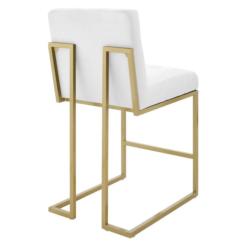 Privy Gold Stainless Steel and White Fabric Counter Stool