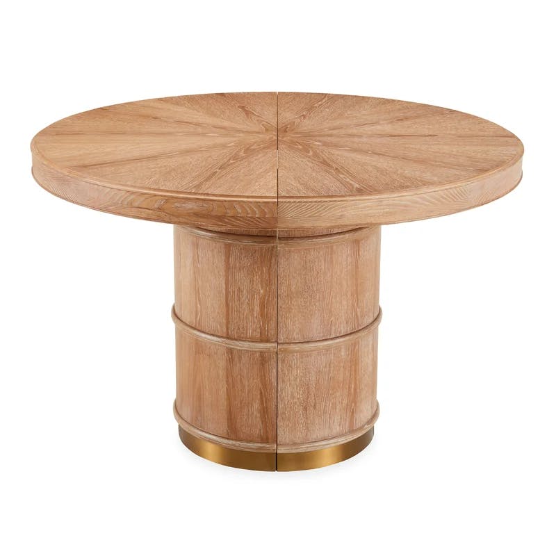 Brussels Reclaimed Oak & Brass Round Extendable Dining Table