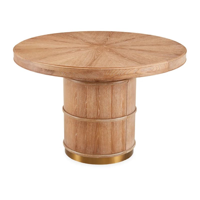 Brussels Reclaimed Oak & Brass Round Extendable Dining Table