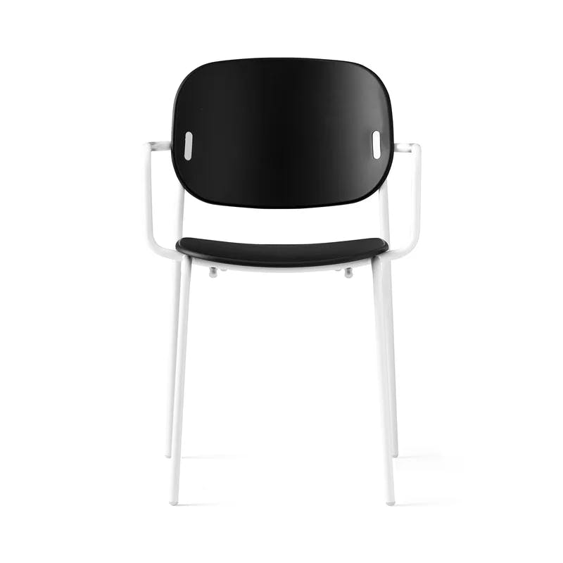 Yo Modern Matte White & Black Metal Arm Chair with Foam Cushion