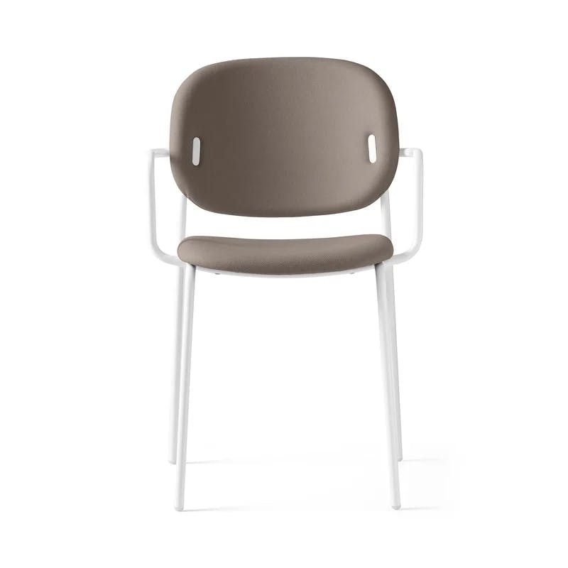 Yo Modern Matte White & Black Metal Arm Chair with Foam Cushion