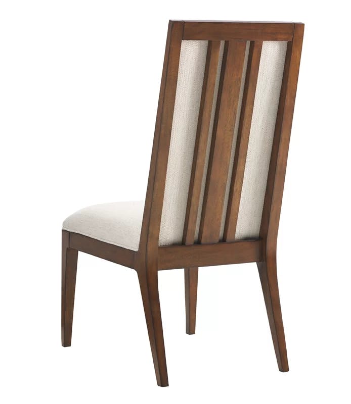 Cobblestone Ivory Linen and Wood Transitional Side Chair