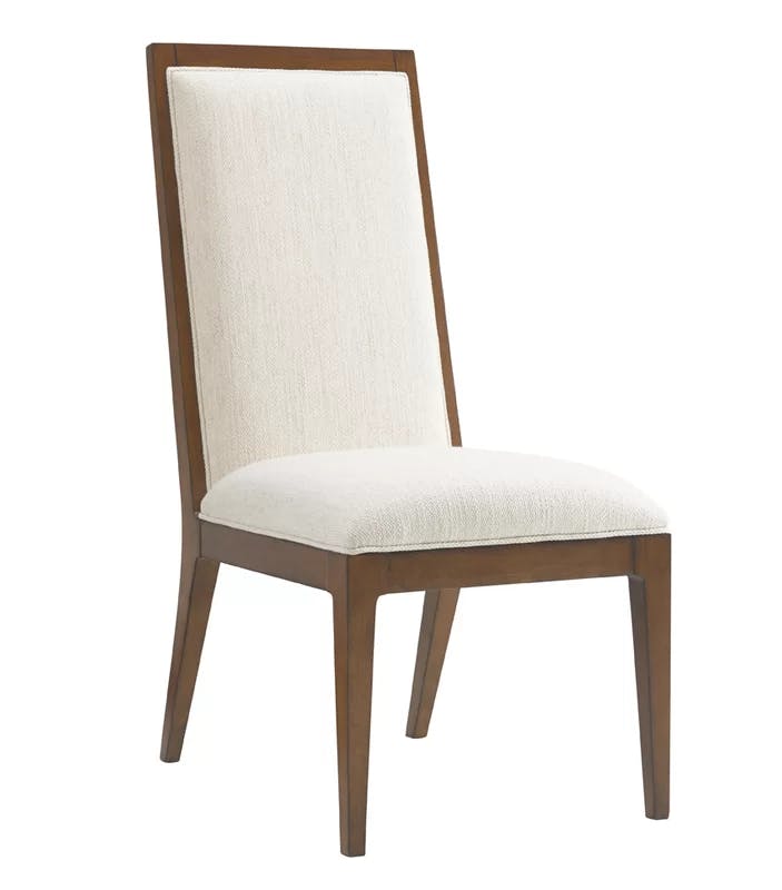 Cobblestone Ivory Linen and Wood Transitional Side Chair