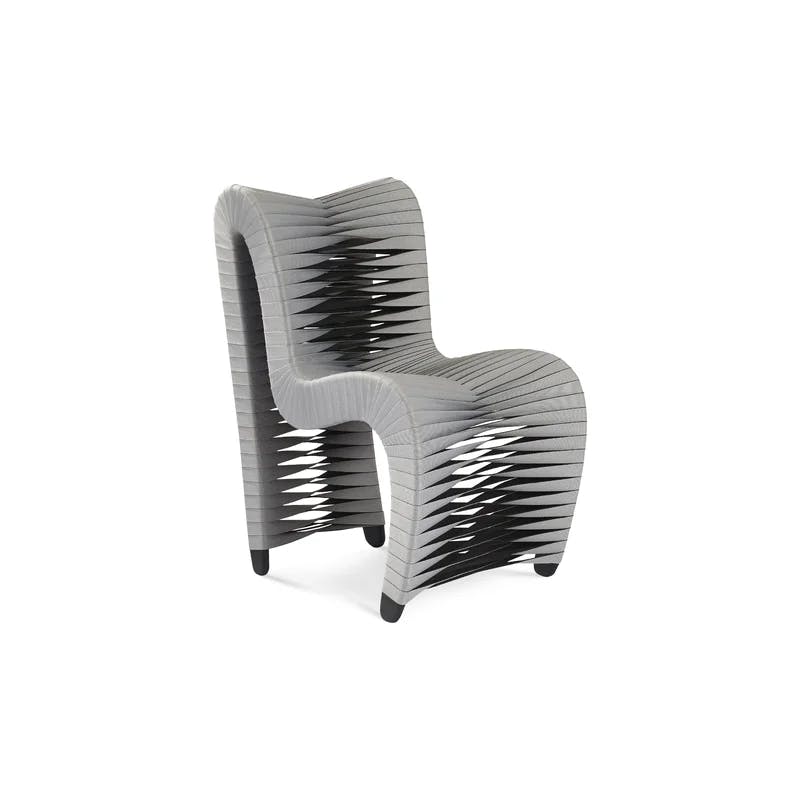 Contemporary High-Back Gray & Black Woven Side Chair