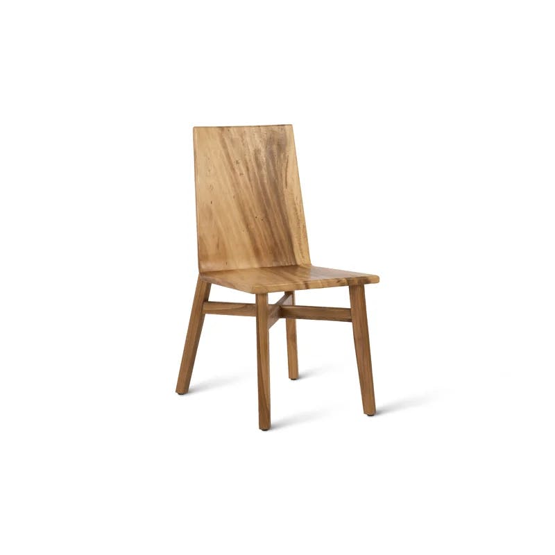 Contemporary Slant Solid Back Side Chair in Rich Brown