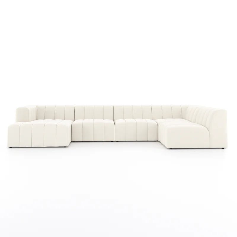 Fayette Cloud Tufted Faux Leather 5-Piece Sectional Sofa