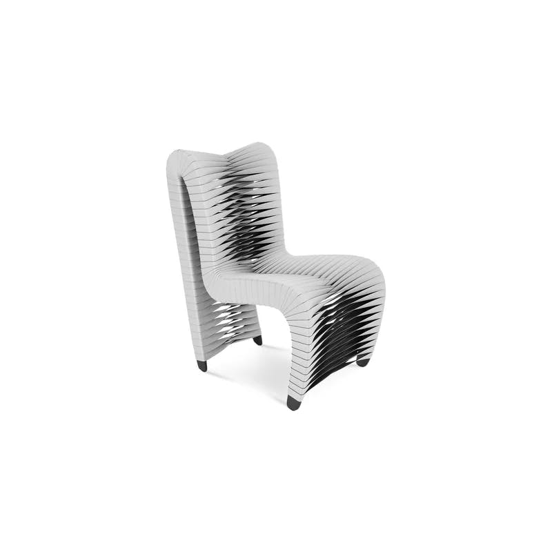 High-Back Contemporary Gray and Black Woven Side Chair