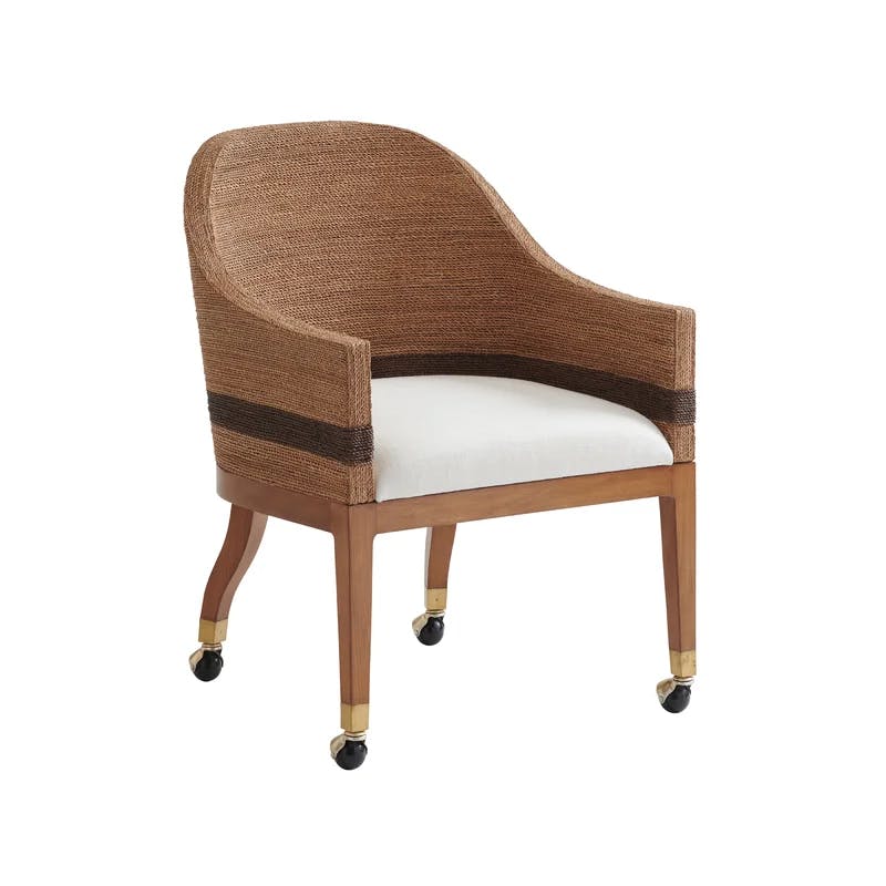 Sierra Tan Sundrenched Hickory and Woven Rope Armchair with Gold Casters